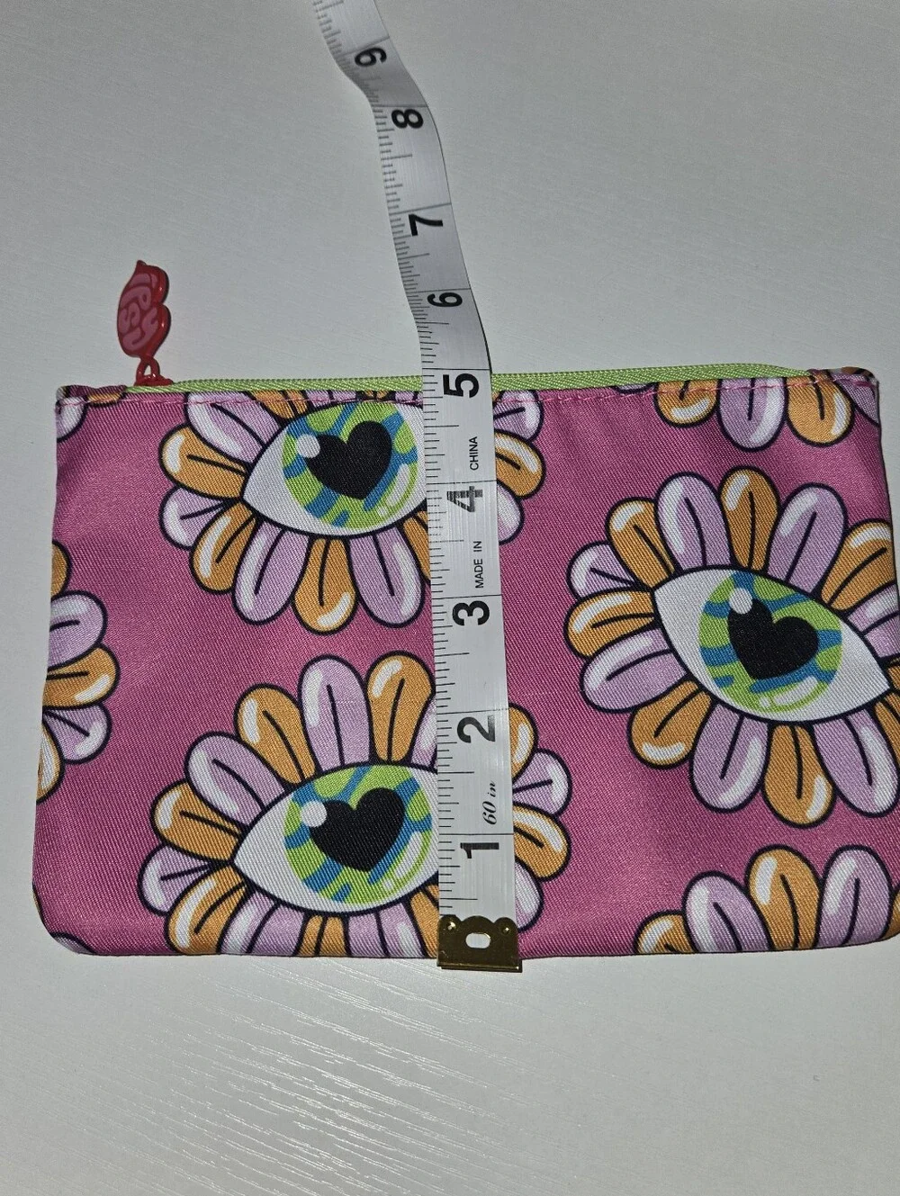 IPSY Pink Eye-Flower Zipper Pouch - Cosmetics Bag